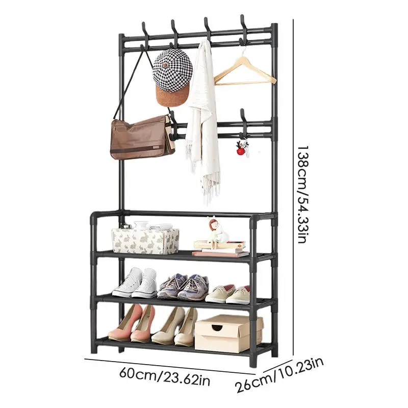 Вешалка для пальто и обуви Комбинированная вешалка одежды с полкой крючками