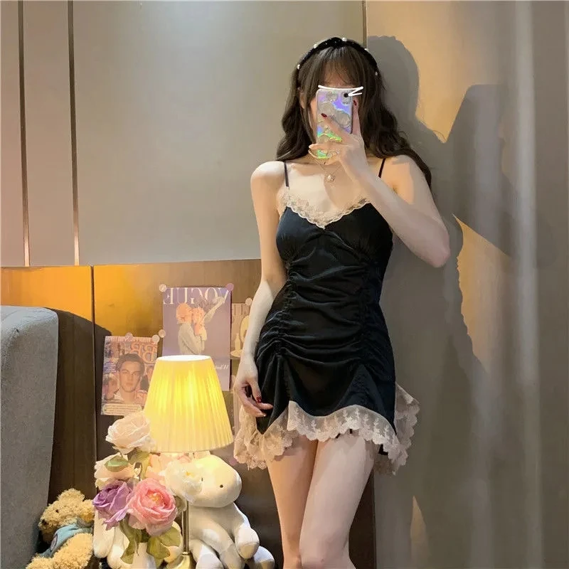 Pajamas For Women Suspenders Lace Nightdress Women'S Summer Thin Section Sexy Lingerie Silk Pajamas Homewear Women'S 2 Piece Set