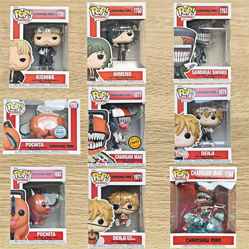 Фото Коллекционная фигурка Funko Pop Chainsaw Man: Химено Кишибе, Почита, Денджи с самурайским мечом, виниловая модель, аниме-украшение для рабочего стола, игрушка, подарок №1