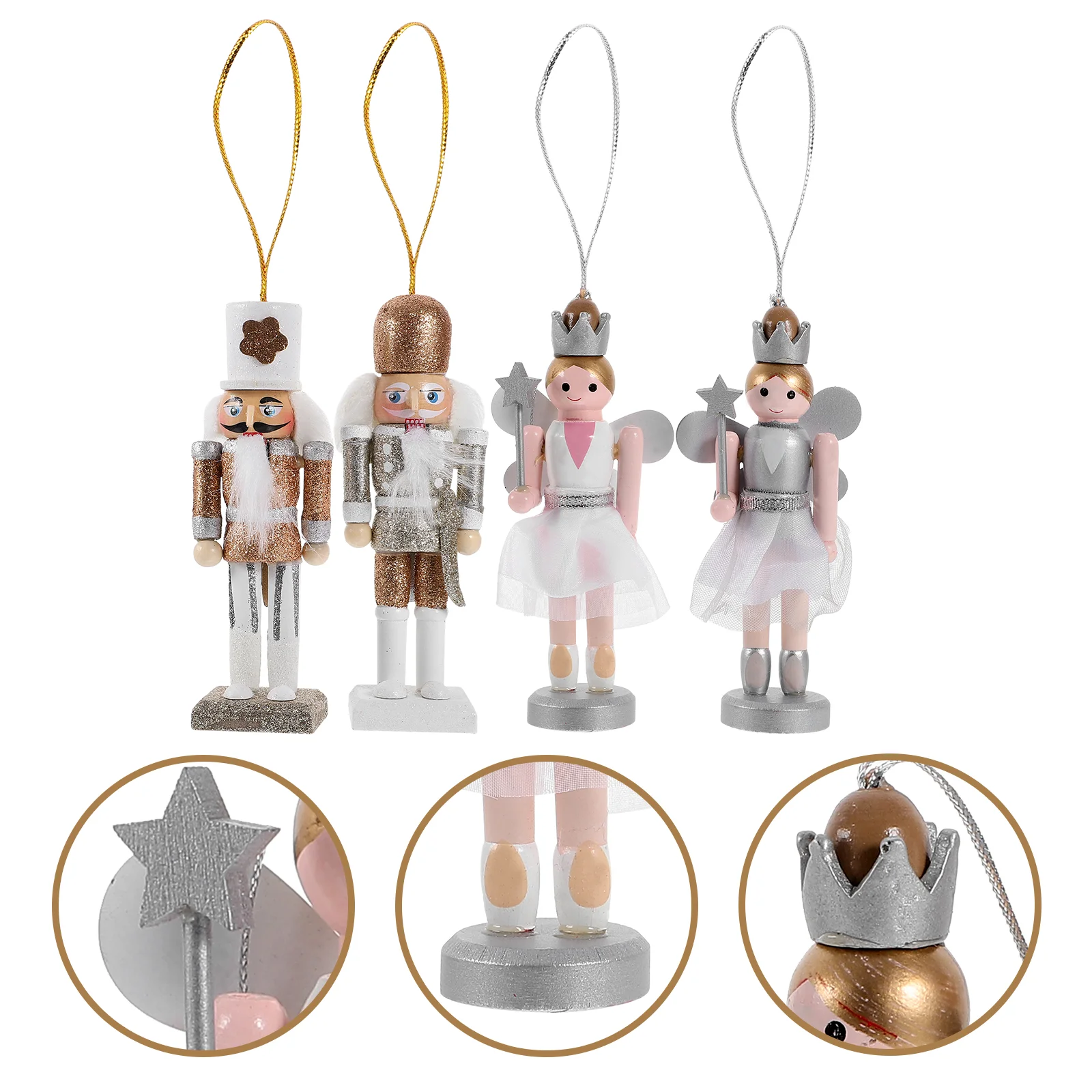 

4pcs Nutcracker Hanging Decoration Xmas Tree Nutcracker Soldier Ornament Wood Nutcracker Craft