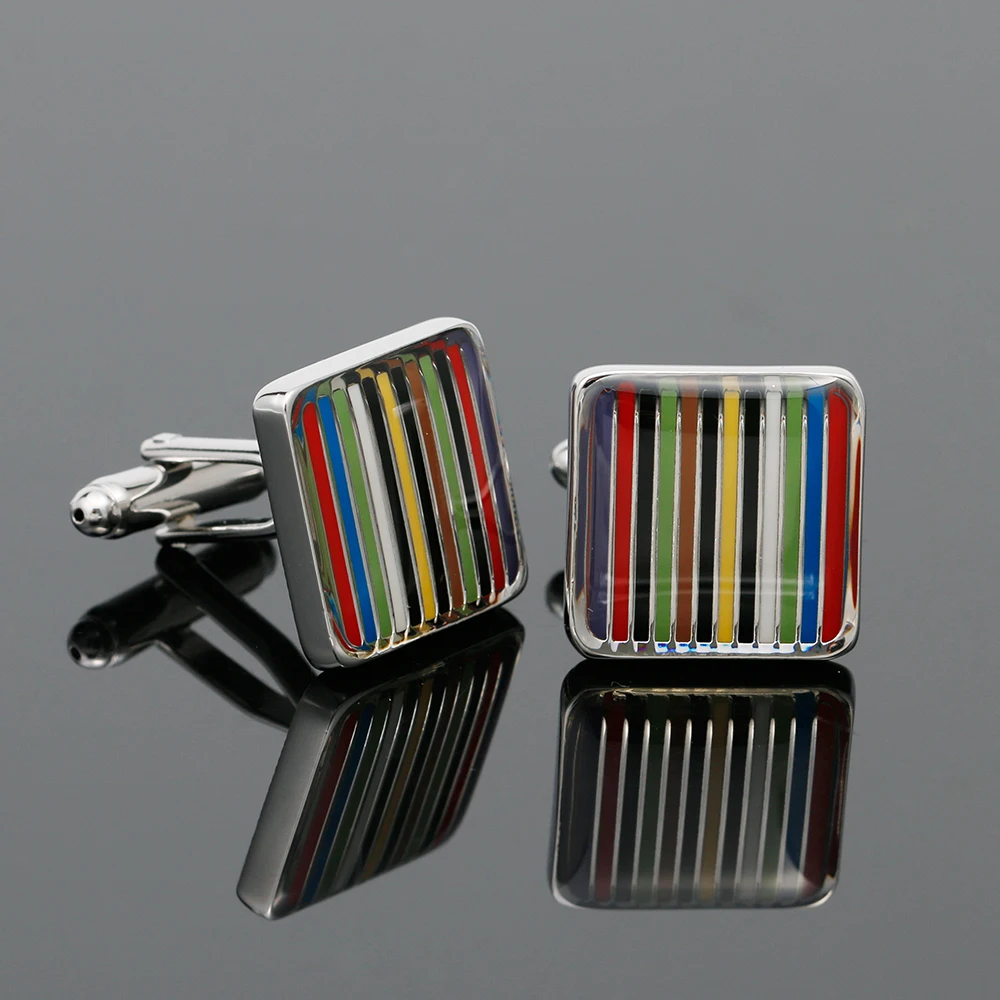 

Cufflinks for Men TOMYE XK21S063 Personality Silver Color Square Rainbow Buttons Casual French Shirts Cuff Links Wedding Gifts
