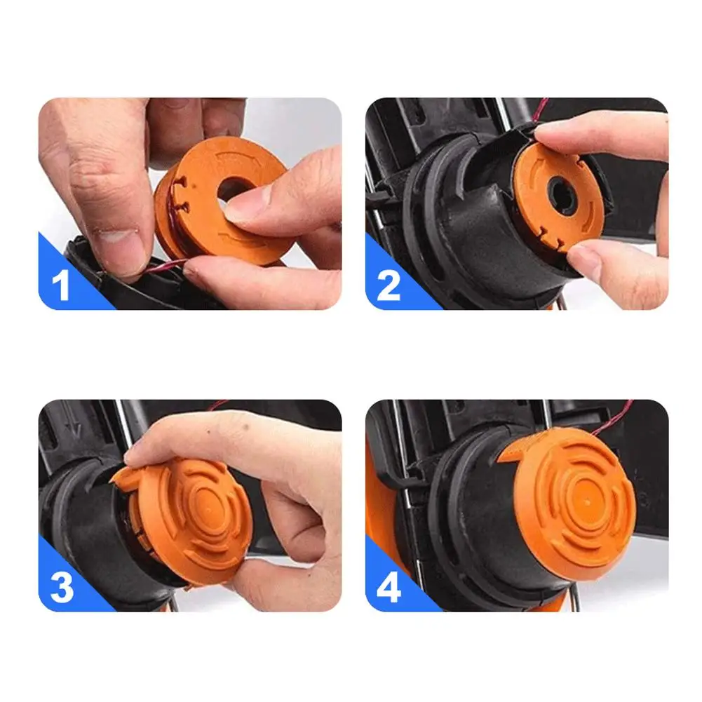 6 шт. катушек с леской WA0004 и 2 шт. колпачков для триммеров Worx WG163 WG160 WG157 WG156 WG155 WG180 WG175 WG170 WA6531 (art.: 3920dae5545a5) - 3920dae5545a5