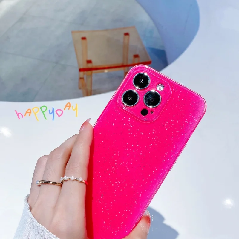Роскошный блестящий неоновый чехол ярких цветов для iPhone 15 14 13 11 12 Pro XR X XS Max 7 8 Plus