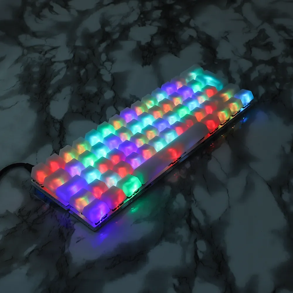 

2022 trend 1.5mm ABS 108 87 61 ANSI ISO Blank Milk Fog OEM Profile Shine Through Keycap For MX Mechanical Keyboard RGB GK61 Womi