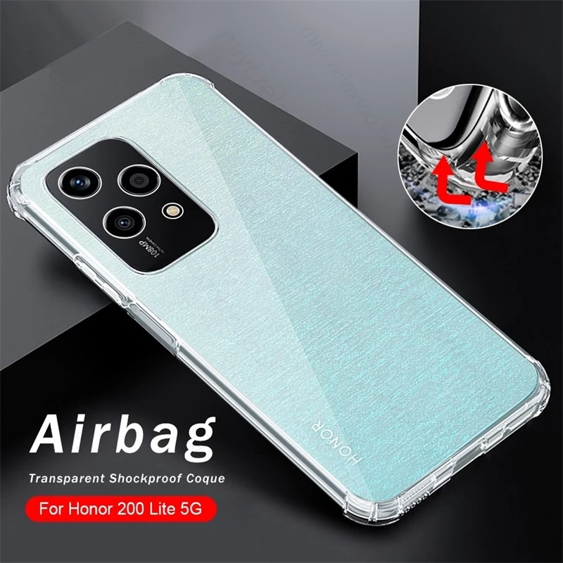 Для Honor 200 Lite 5G чехол прозрачная подушка безопасности Защита от падения Coque Honor200lite