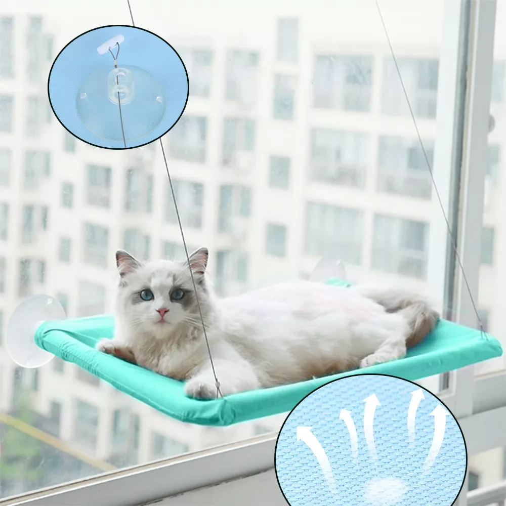 

2023New Cat Hanging Bed Comfortable Kitten Hammock Perch Cat Sunny Window Seat Mount Sleeping Hammock For Cats On The Window