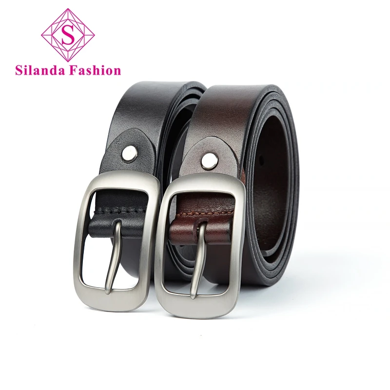

Silanda Fashion Handmade Women's Head Layer Cowhide Solid Alloy Pin Buckle Belts Nice Girl's Genuine Leather Casual Waist Band