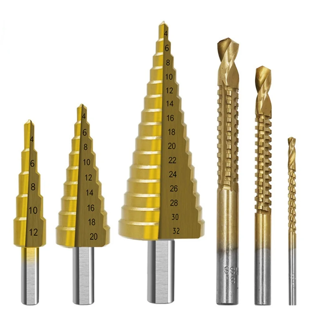 

Slot Saw Drill Pagoda Sawtooth Set Drill Bit High-speed Reaming Hex Shank Drill Bit Set HSS Straight Groove Step