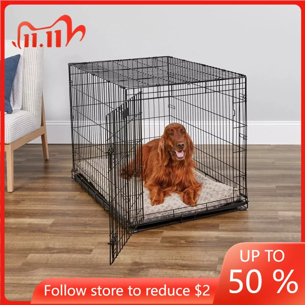 

Улучшенный однодверный ящик для собак iCrate, включает герметичную сковороду, защитные полы для пола, задний и новый запатентованный домик для собак 42 л