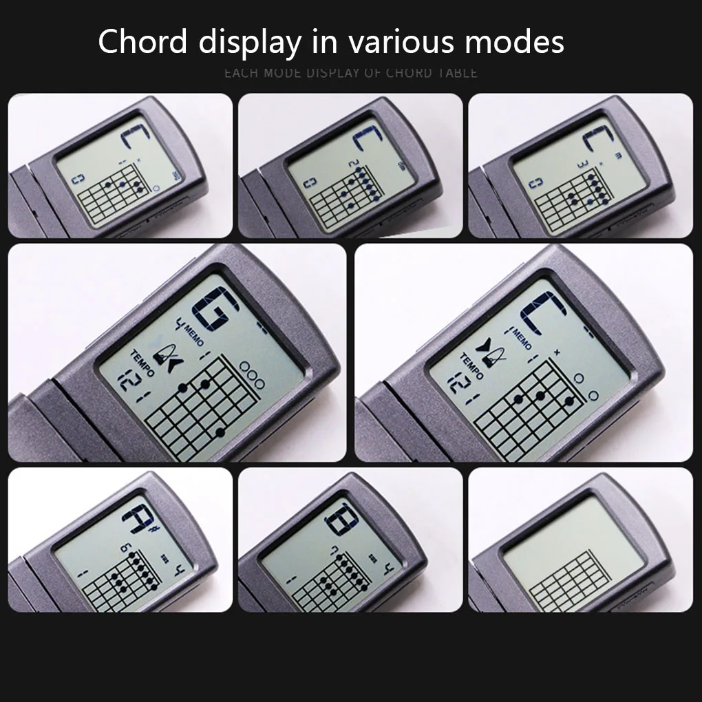 

Portable Guitar Chord Trainer Pocket-Guitar Practice Tools LCD Musical Stringed Instrument Chord Trainer Tools for Beginner