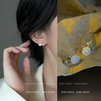 2022 new trend zircon crystal pearl flower womens earrings girl new fashion light luxury vintage temperament gift charm jewelry