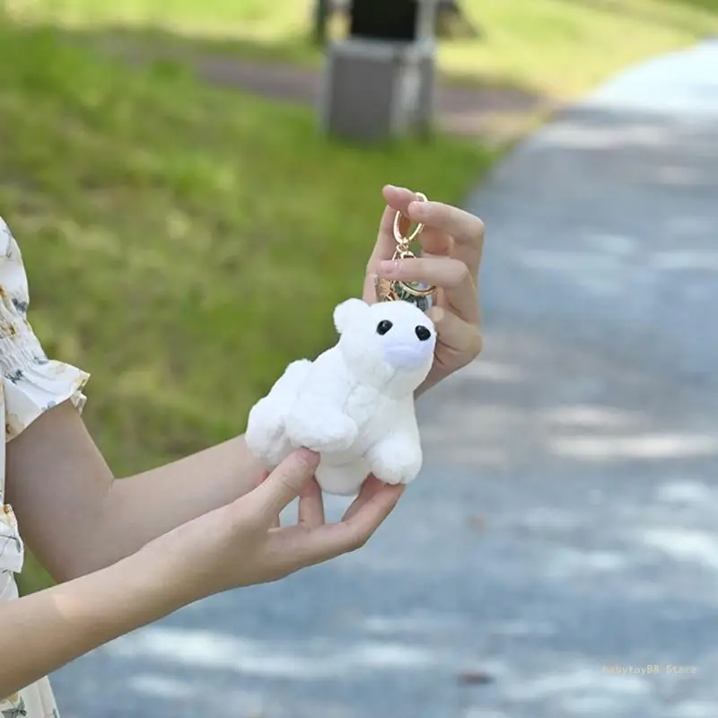 Y4UD мультяшный плюшевый брелок с белым медведем милый в виде чучела кулон детский