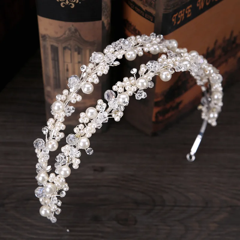 

Pearl headband handmade pearl crystal headdress bridal accessories