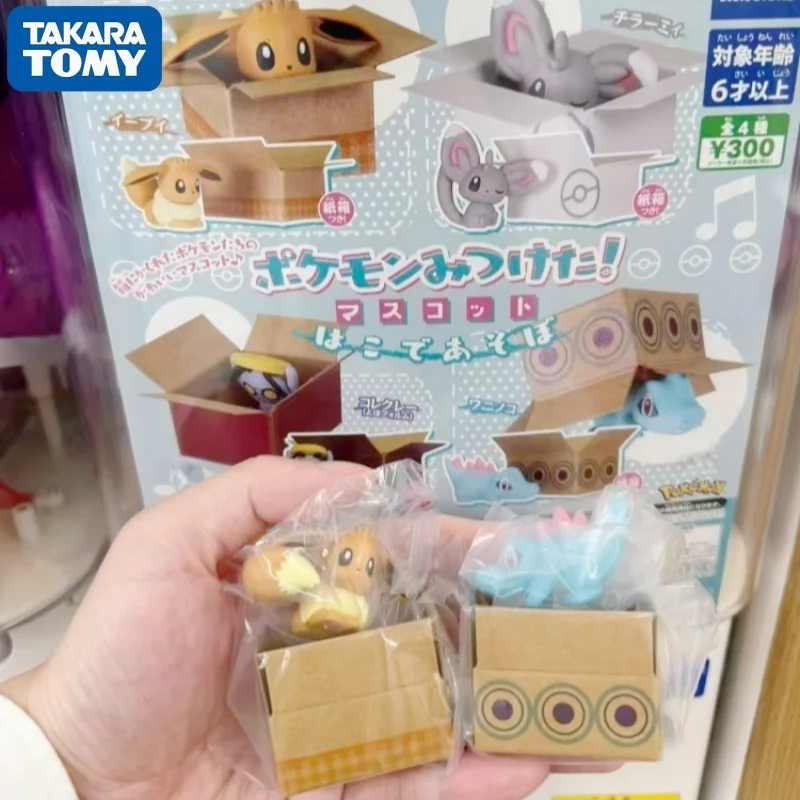Фото Коллекционные мини-фигурки Takara Tomy Arts Pokemon Hide In Box: Eevee, Totodile, Gimmighoul, Minccino – милые украшения для рабочего стола №1