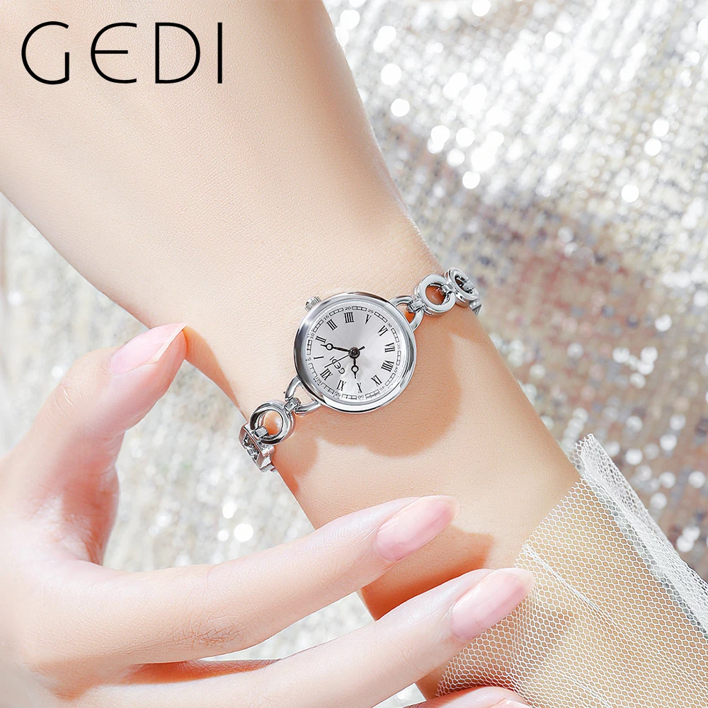 GEDI Fashion 23mm Ultra-thin Women Bracelet Watches Waterproof Roman Dial Female Watch Casual Ladies Quartz Clock Gift for Girls