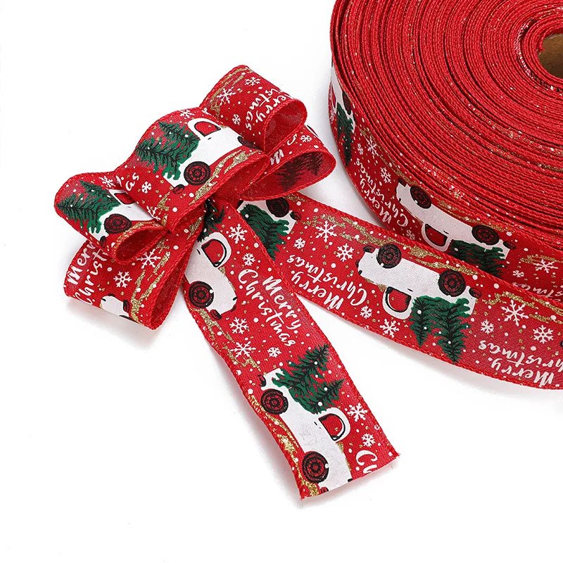 

Рождественская Классическая лента, 5 метров, венок, банты, ткань «сделай сам», круглая лента, джутовая лента с проводным краем, подарок