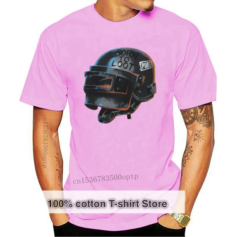

PlayerUnknown's Battlegrounds T-shirt PUGB Born To Loot Men's Black Casual T Shirt Male Short Sleeve Pattern Top Tee