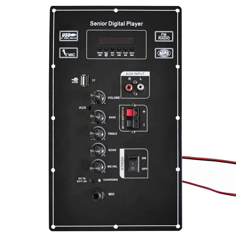 

Плата цифрового стереоусилителя с Bluetooth, 12 В, 9 В, двойной микрофон, усилители для караоке, 80 Вт для колонок 8-12 дюймов