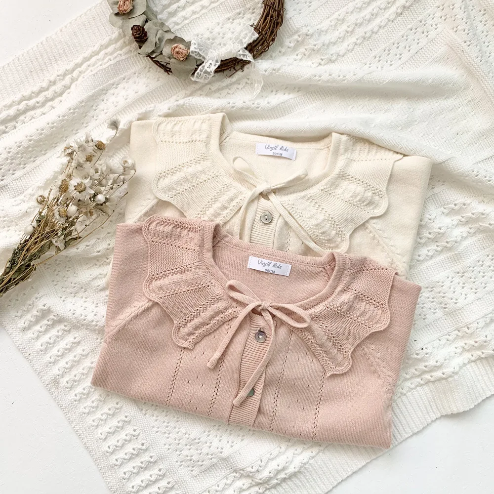 

Sweater O-neck Collar Full Sleeve Solid Single Breasted Cotton New Fashion Warm Cute Simple Comfortable Spring Autumn Kids Girls