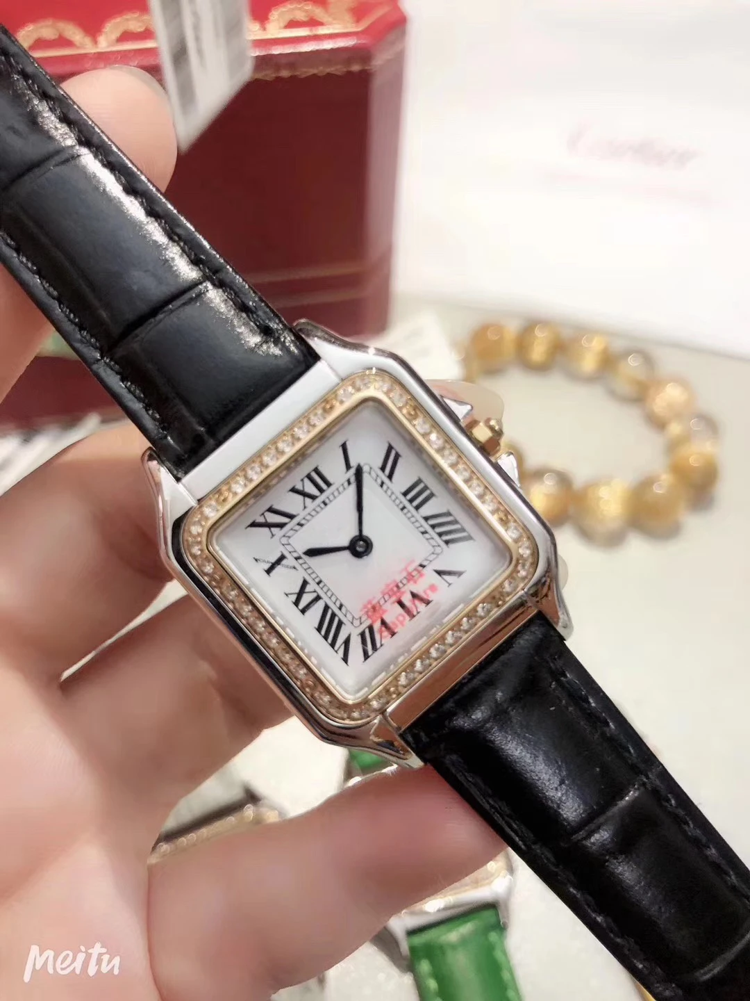 

mens women quartz watch black white Diamond