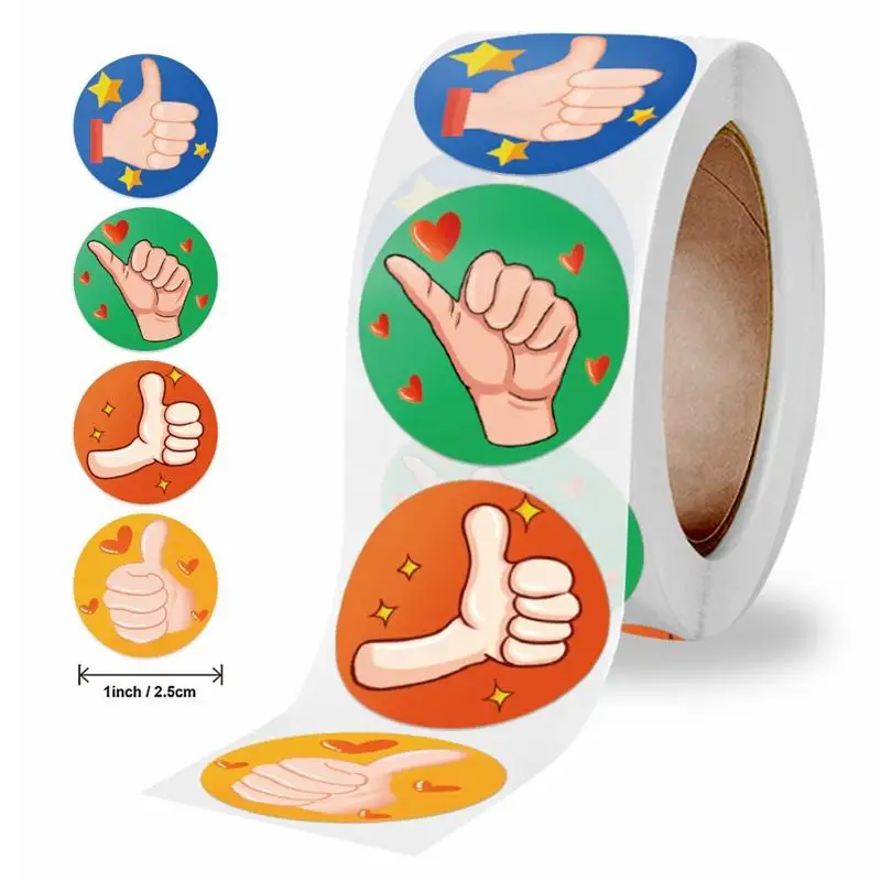 

500pcs Cartoon Thumbs Up Reward Stickers for Kids Packing Sealing Adhesive Labels Cookie Bag DIY Gifts Thank You Stickers