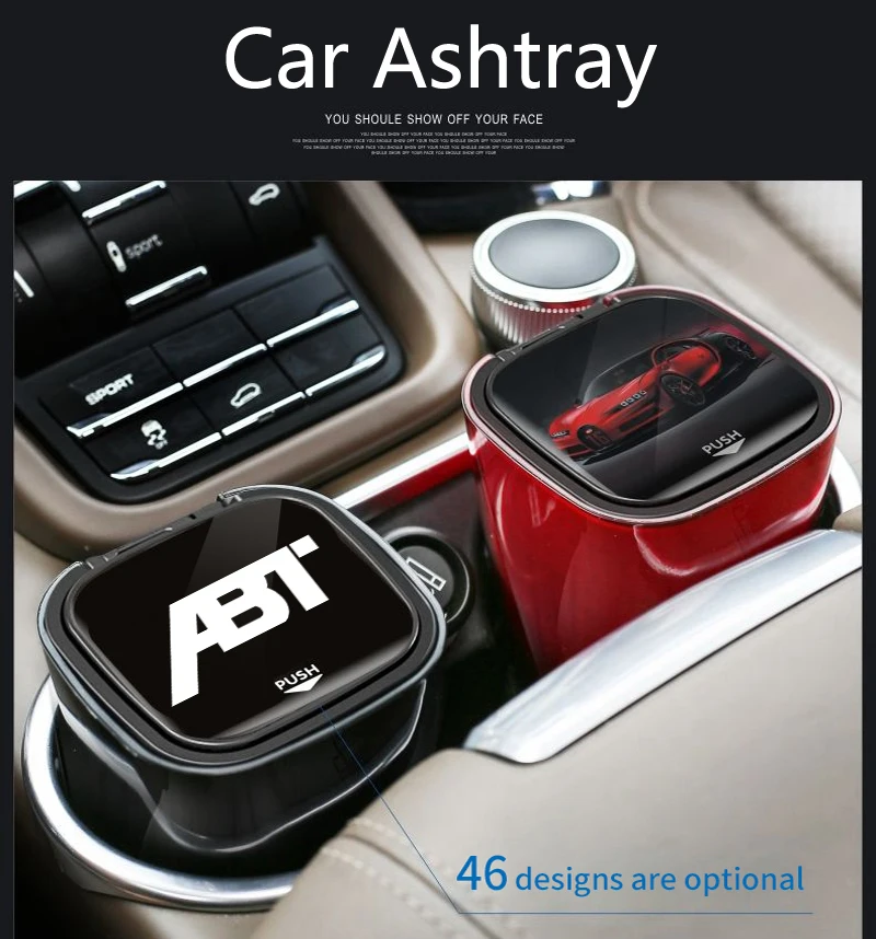High-end Car Ashtray LED Ligh Alloy Ash Tray Portable Ashtray with ABT logo For ABT Audi RS3 RS4 RS5 RS6 RS7 S4 S5 S6 SQ7 Car