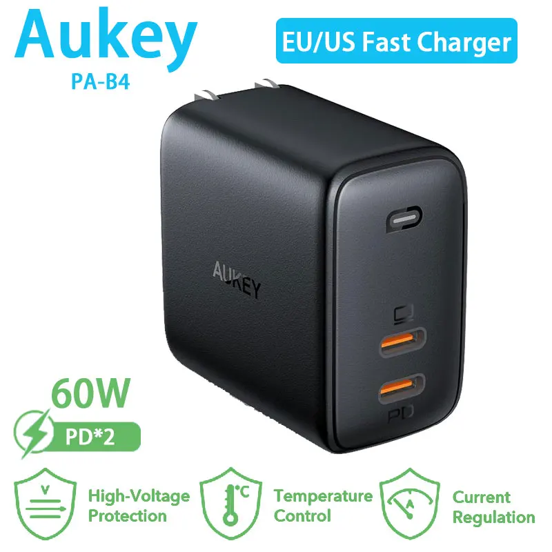 Зарядное устройство Aukey PA B4 65 Вт 2PD настенное EU/US |