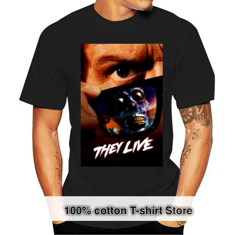 

Мужская футболка с постером They Live, черная футболка для рокабилиакола, мужские короткие топы