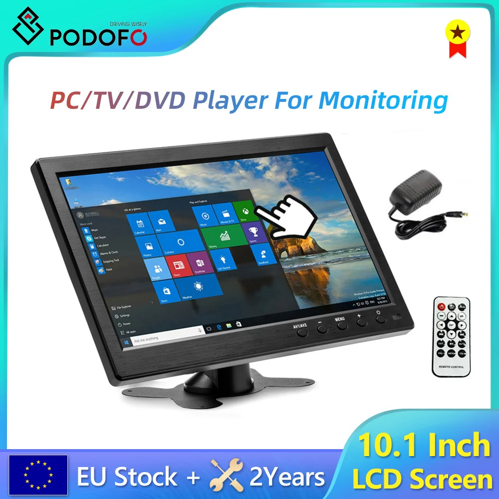 Мини-монитор Podofo автомобильный портативный с ЖК-дисплеем 10 1 дюйма VGA HDMI AVI Pi -