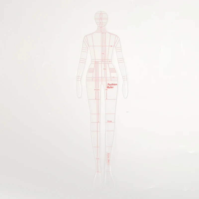 Женский модный шаблон с изображением линейки для иллюстрации скетчинга