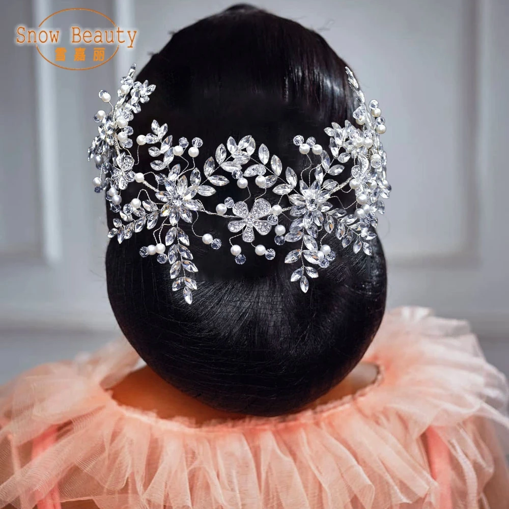 

DZ003 Flower Wedding Headband Pearl Bridal Headpiece Hair Jewelry Bridal Hairbands Crystal Beads Tiara Bridesmaid Headdress