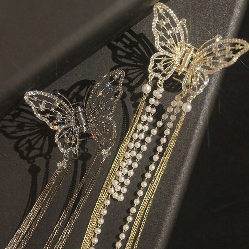 

Заколка-краб для конского хвоста, с перламутровыми бабочками