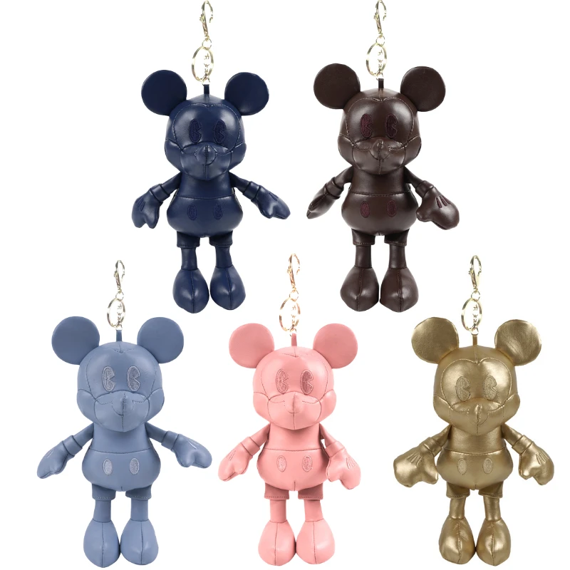 

Disney 17cm Limited Edition Mickey Mouse Minnie Bear Fashion Creative PU Plush Dolls Bag Pendant Keychain Kids Birthday Gift