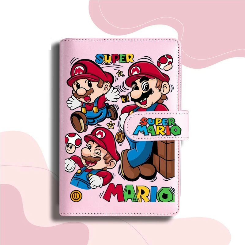 Фото Блокнот Kawaii Mario A5/A6 с магнитной застежкой, мягкая обложка, 6 отверстий, съемные листы, 80 листов в линейку, подарок для студентов №4