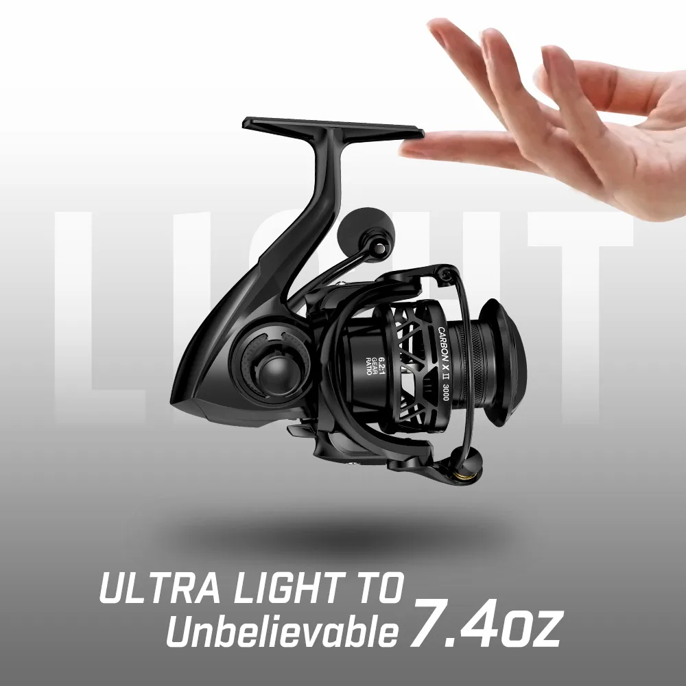 Piscifun Carbon X II Spinning Reels Ultra Light 5.5oz Carbon Frame and Rotor, 6.2:1/5.2:1 10+1 Double Shielded BB Saltwater Reel enlarge
