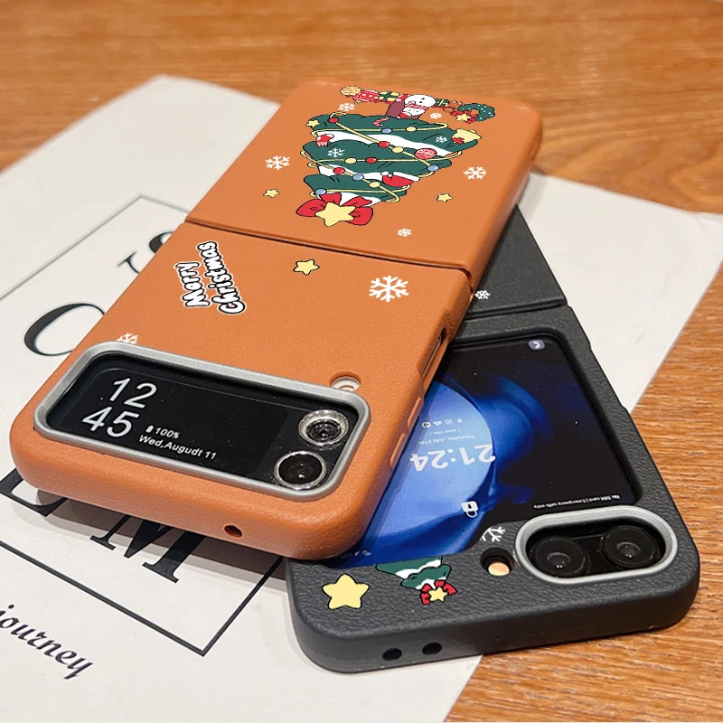 Чехол с мультяшной рождественской елкой для Samsung Galaxy Z Flip 6 5 4 3 мягкий складной