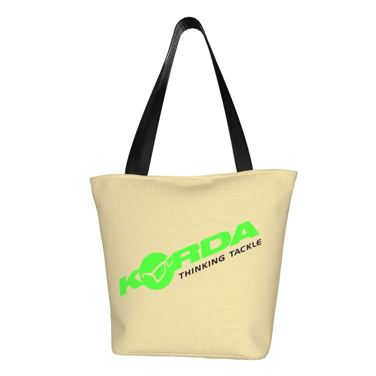 

Переработка Korda, сумка для покупок с принтом для рыбалки, Женская Холщовая Сумка-тоут через плечо, прочная сумка для рыбы, карпа, рыбака, пода...