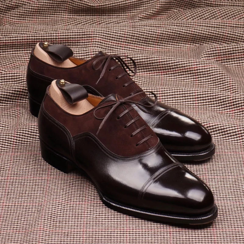 

Туфли дерби KE920 мужские на шнуровке, классические Удобные однотонные туфли из искусственной кожи, короткий каблук, Нескользящие, деловая об...