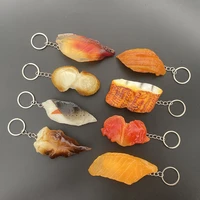 1pc simulation food keychain creative handmde salmon key ring japanese cuisine pvc gift key accessories