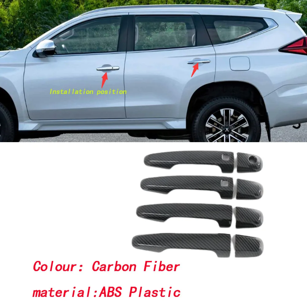 

Для Mitsubishi Pajero Sport 2020 2021 2022 2023 + ABS, боковая дверная ручка, отделка чаши, крышка зеркала заднего вида, задняя полоса, панель резервуара