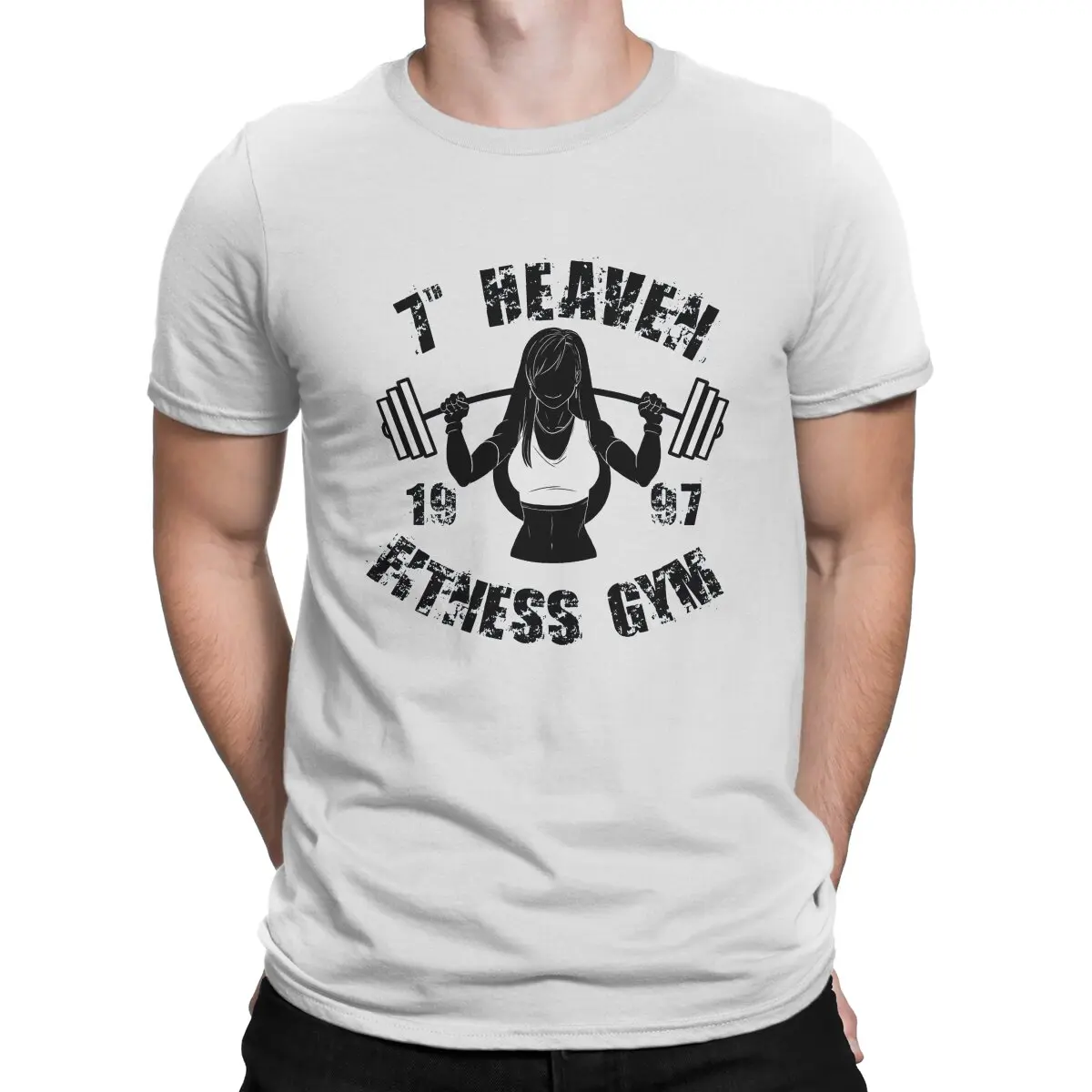 

7th Heaven Fitness Gym Men T Shirts Final Fantasy Tifa Lockhart Novelty Tee Shirt Short Sleeve O Neck T-Shirts Cotton Gift Idea