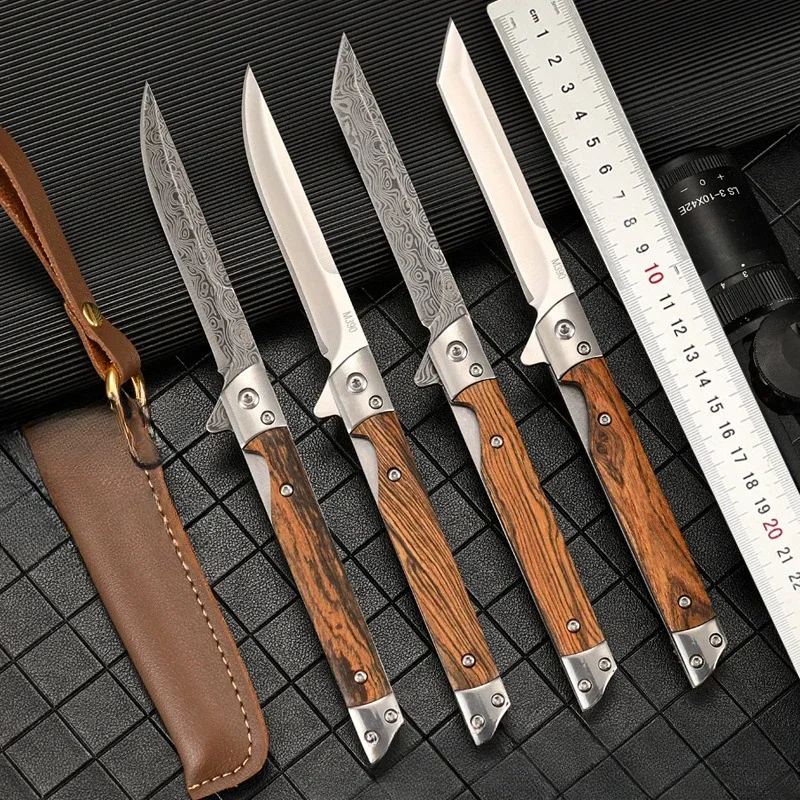 

Damascus Pattern Folding Knife Multi-purpose Outdoor Camping Stainless Steel Folding Knife with Height Hardness