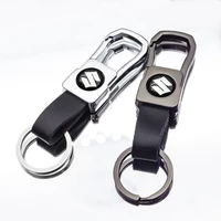 car keychain metal leather car logo fashion pendant business keychain for suzuki key ring pendant