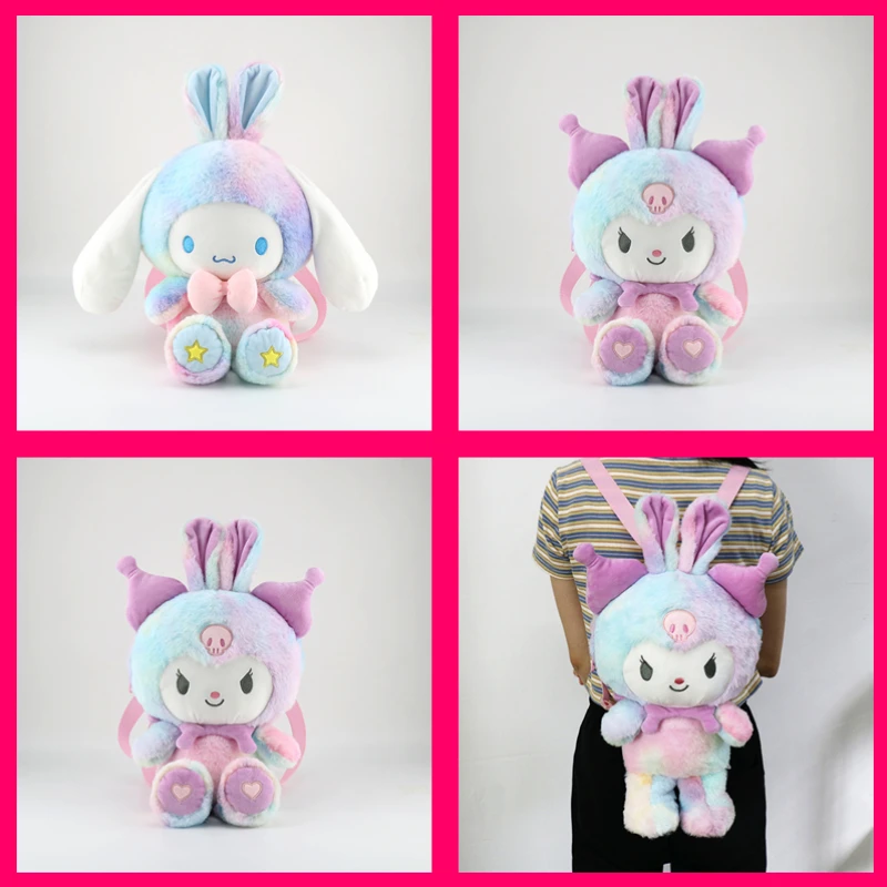 

New Kawaii Sanrioed My Melody Cinnamoroll Cartoon Plush Bag Anime Soft Stuffed Animals Plushie Backpack Girls Doll Toys Gifts