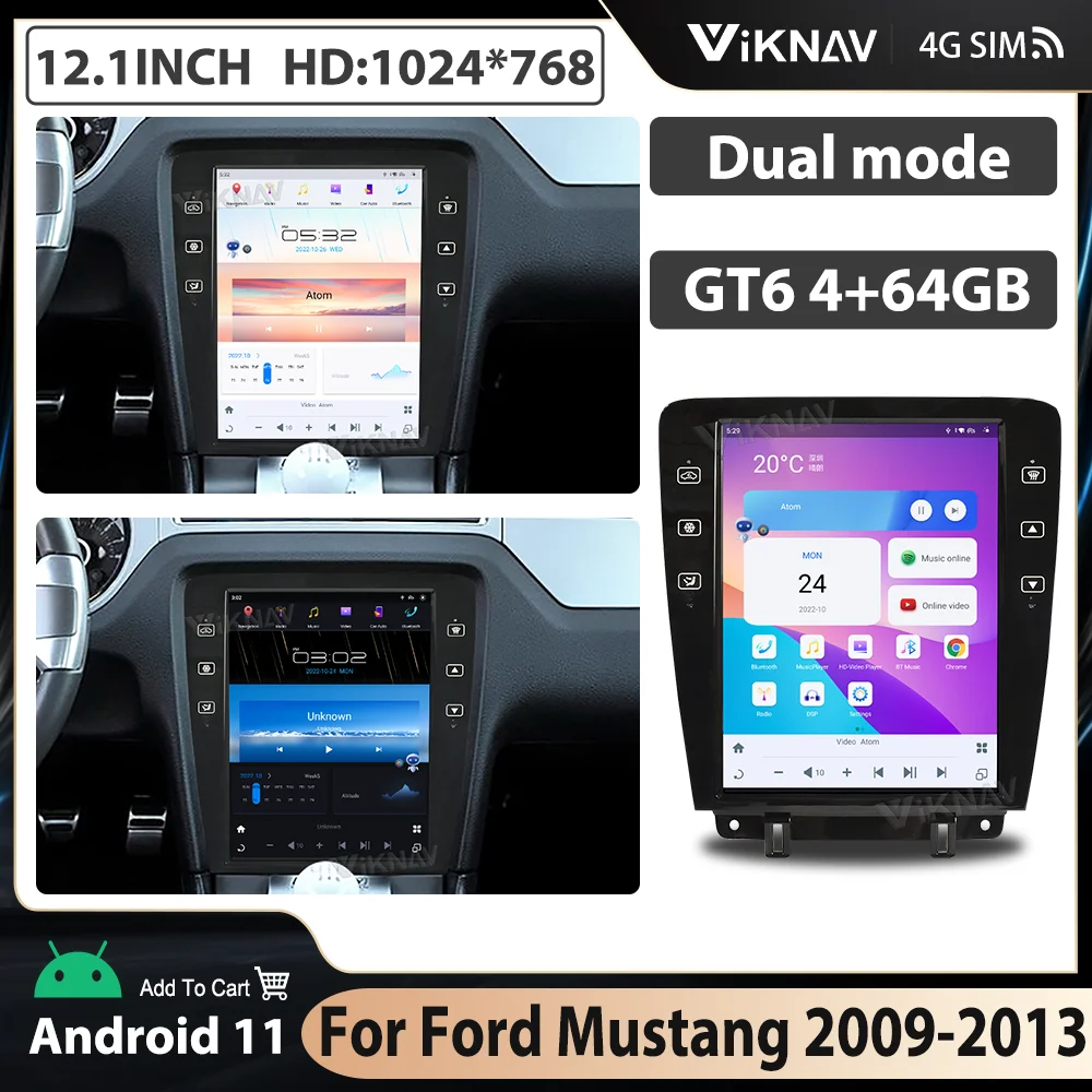 

Головное устройство на Android 11, последняя система для Ford Mustang 2009-2013, автомагнитола с сенсорным экраном 12,1 дюйма, мультимедийный плеер для автомобиля