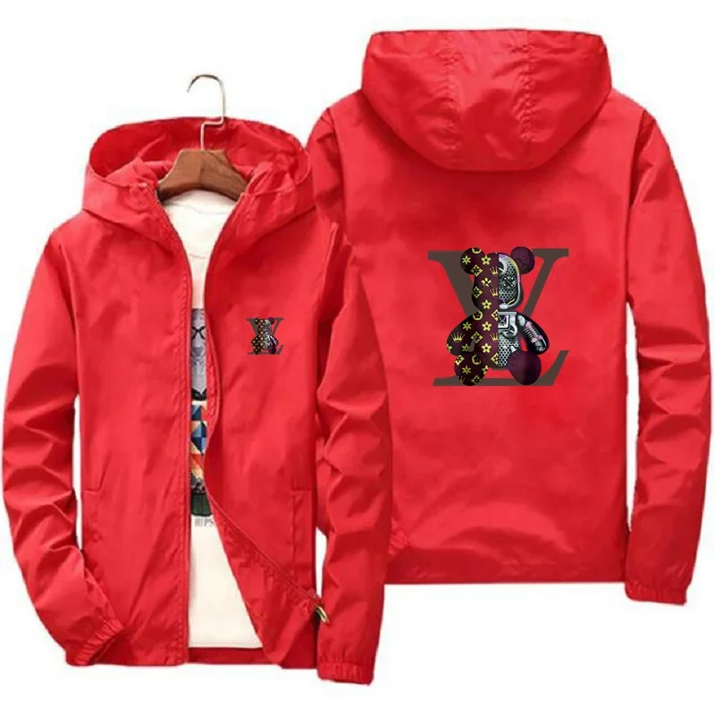 Мужской повседневный блейзер с капюшоном темно-синий Повседневный плащ принтом