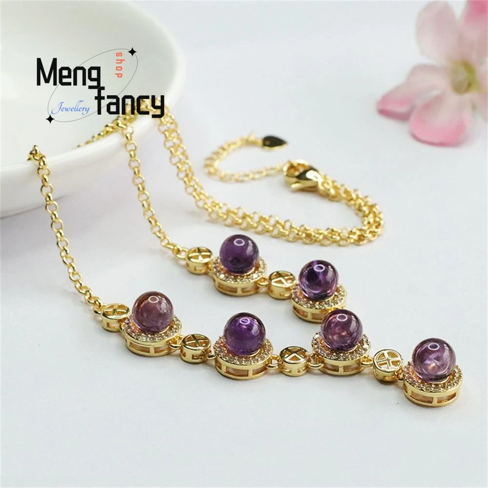 Изысканное ожерелье из натурального аметиста набор цветов модные ювелирные