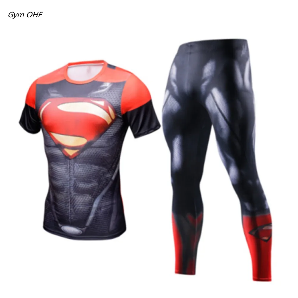 Супергерой 3D мужской спортивный костюм для тренажерного зала фитнеса