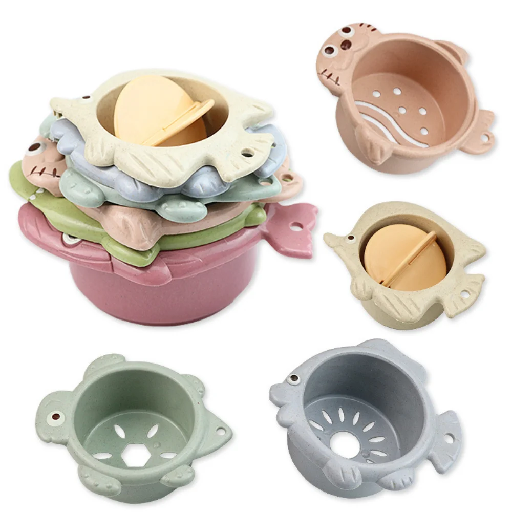 

Детская игрушка для ванны, мультяшная Штабелируемая чашка, игрушки для младенцев, ажурные чашки, Игрушки для ванны для малышей, Раннее Обучение, игрушки Монтессори для детей, подарки