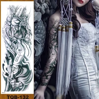 full flower arm temporary tattoo sticker man woman body leg fake tatoo skull demon grim reaper good versus evil banshee hot sale